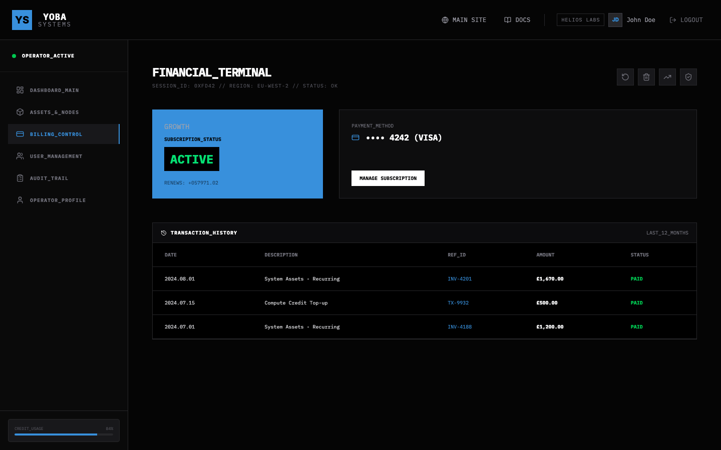 The active billing state with the Manage subscription button visible.