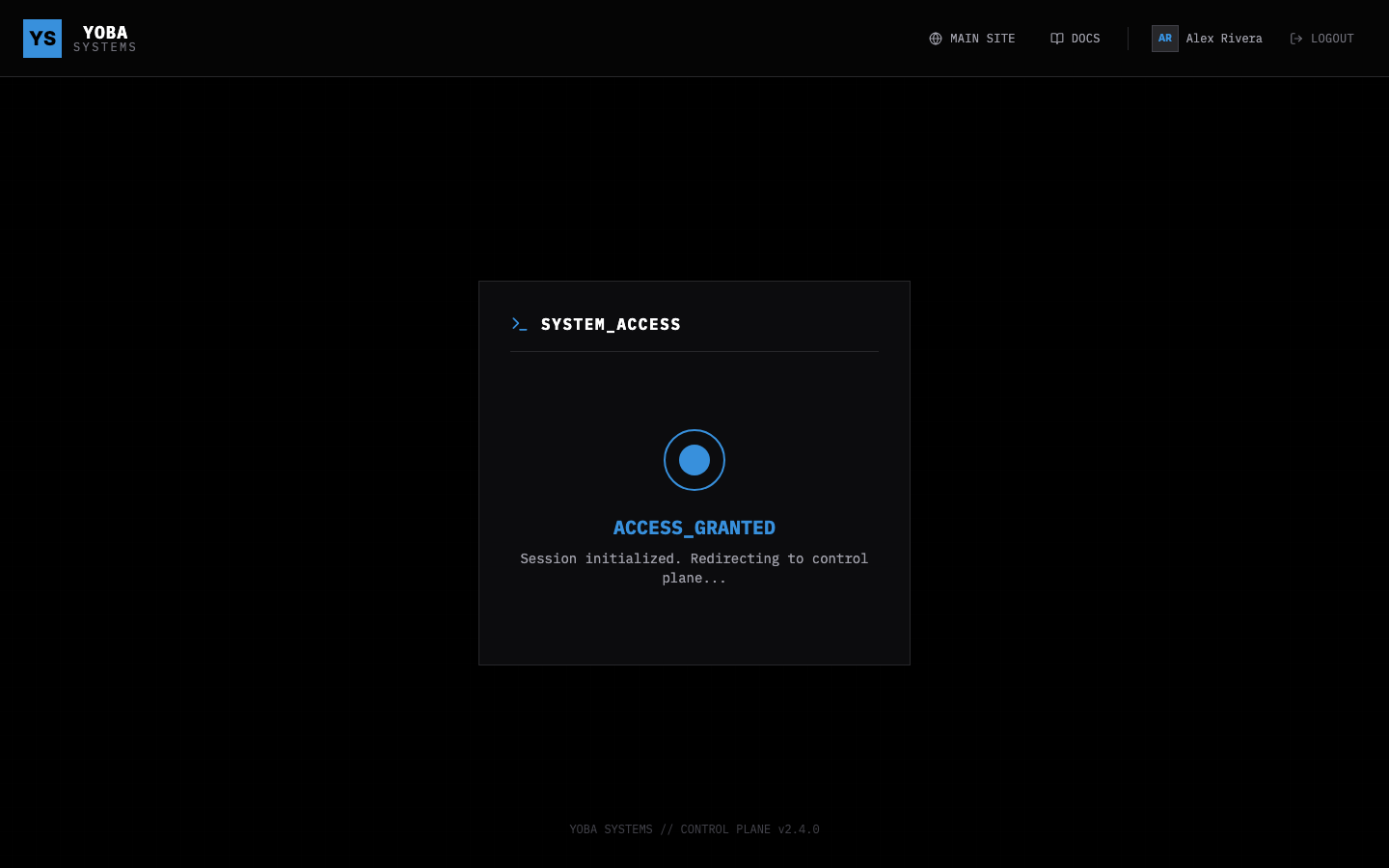 The access granted state shown immediately after a successful first login.