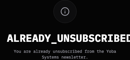 The unsubscribe page showing the Already_Unsubscribed result.