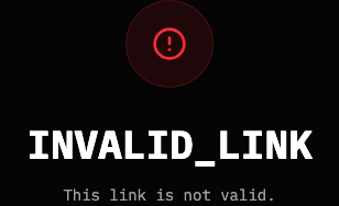 The unsubscribe page showing the Invalid_Link error state.