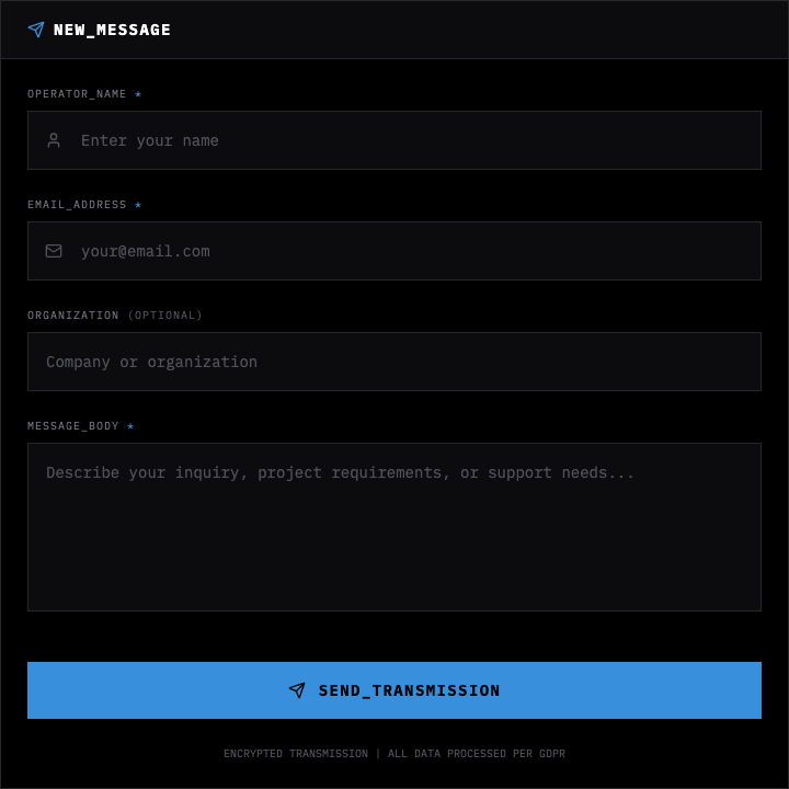 The live Yoba Systems contact form with the required request fields visible.