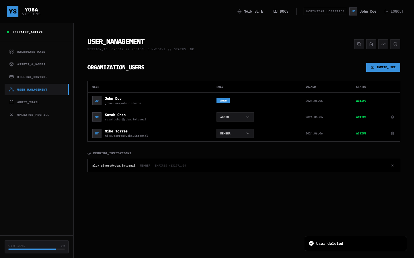 The users table after a member has been removed successfully.